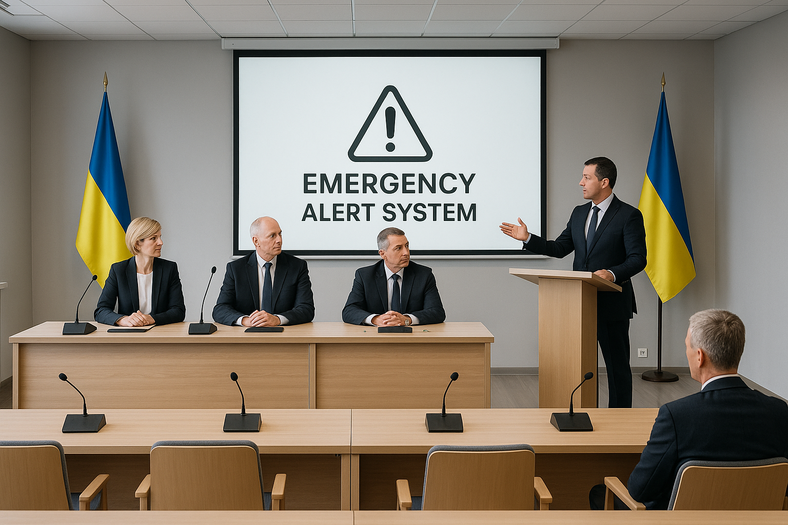 Українська територіальна громада під час презентації системи оповіщення